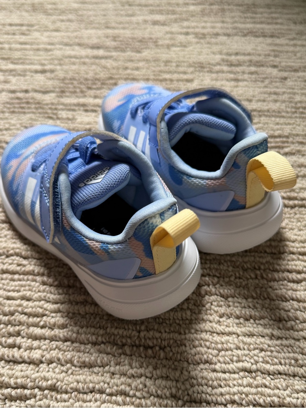 Adidas Kids Light blue Camo Sneakers with Yellow Pull Tab - Picture 3 of 4
